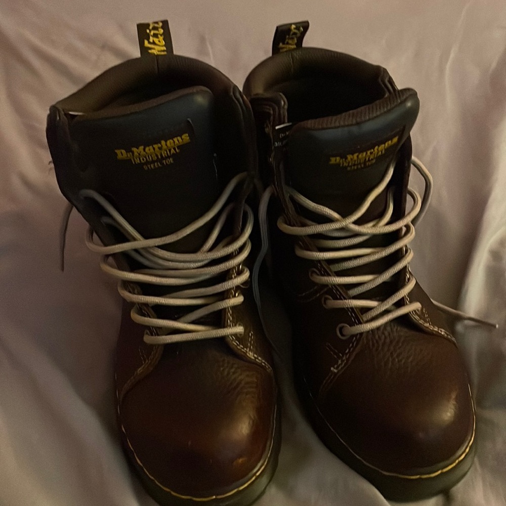 Dr. Martens Brown Leather Womens Steel Toe Boots